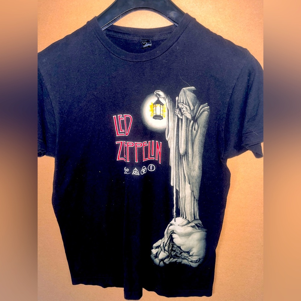 Led Zeppelin T-shirt Stairway To Heaven Classic Rock Men's Black Size Medium